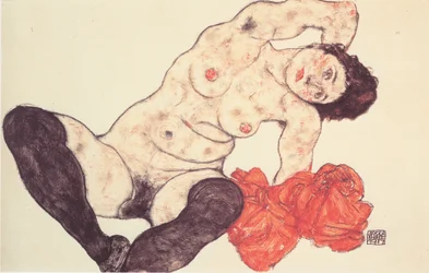 Desnudo femenino con toalla amarilla